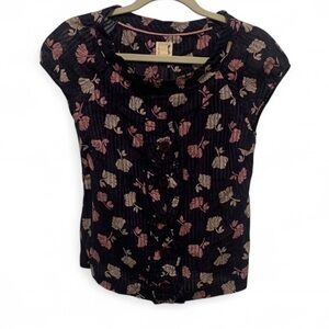 Edme Esyllte Anthropologie Purple Floral Print Blouse